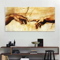 لوحة زيتية كلاسيكية مصنوعة يدويًا من القماش المزخرف بفن مايكل أنجلو خلق آدم (مرسومة يدويًا)
