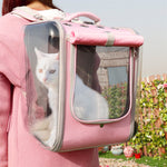 กระเป๋าใส่สัตว์เลี้ยง Cat Carrier Backpack Breathable Cat Travel Outdoor Shoulder Bag For Small Dogs Cats Portable Packaging Carrying Pet Supplies