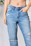 Judy Blue Full Size Distressed Raw Hem Rovné džíny