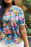 Petal Dew 全尺寸花卉 V 领系带细节衬衫