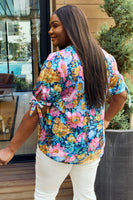 Petal Dew 全尺寸花卉 V 领系带细节衬衫
