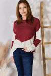 Hailey & Co pletena majica s spuščenimi rameni polne velikosti v barvnih blokih