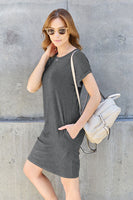 Basic Bae Full Size Round Neck Short Sleeve Dress with Pockets