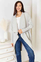 Double Take Open Front Duster Cardigan ជាមួយនឹងហោប៉ៅ