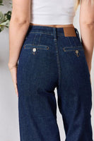 Judy Blue Толық өлшемді жоғары белді қысқартылған кең аяқты джинсы