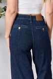 Джуди Сини скъсени широки дънки в пълен размер с висока талия