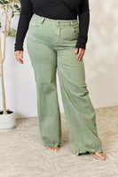 Полноразмерные широкие джинсы RISEN с необработанным краем