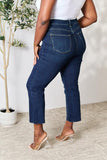 BAYEAS Jeans retos com bainha crua em tamanho real