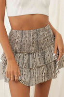 የታተመ Frill Trim Smocked Mini Skirt