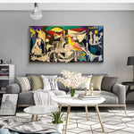 Paʻi lima Picasso Guernica color version Canvas Painting Decor Wall Art (pena lima)