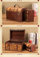Classical Wooden Box European Retro Creative Storage Box Antique Treasure Chest Ornaments Household Vintage Home Decoration Gift
