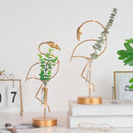 Creative Simple Modern Wrought Iron Golden Flamingo Hydroponic Vase Ornament Flamingo Lamp Home Office Decor Desktop Crafts Gift