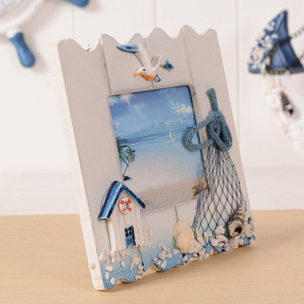 Mediterranean Style Wooden Photo Frame Ornaments Wall Hanging Frames Home Door Decor Rectangle Picture Furnishing Articles Gifts