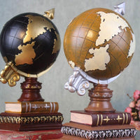 Vintage Resin Globe With Book Crafts Model Home Decoration Miniature Ornaments Artesanato Globe Figurines Home Decor Sculpture