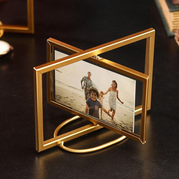 Home Decoration Ornaments Birthday Gifts Frame Golden Shelf With Glass Foldable Photo Frame Travel Accessories Nordic Fashion