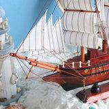 Artesania de fusta Figurina de vaixell de vela d'estil mediterrani Adorns Vaixell Decoració d'embarcacions vintage en miniatura Regals de decoració per a la llar