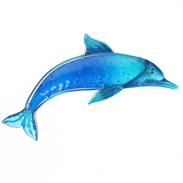 Handmade Metal Blue Dolphin Wall Artwork for Garden Decoration Miniature Ornaments Outdoor Statues and Accessories Sculptures
