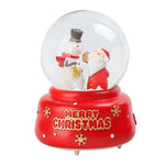 Kalėdinė krištolinio kamuolio muzikos dėžutė su lengvomis snaigėmis Kalėdos Kalėdų sniego gaublio stiklo muzikos dėžutė Stant Claus Snowman Ornaments