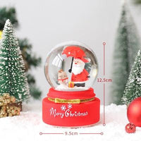 صندوق تشغيل الموسيقى على شكل كرة بلورية للكريسماس مع رقاقات ثلجية خفيفة لعيد الميلاد والكريسماس صندوق موسيقي زجاجي على شكل كرة ثلجية ستانت كلوز حلي ثلج