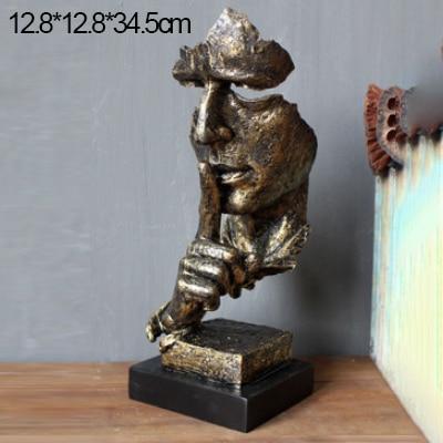 Abstract Art Decor Furnishings Silence Is Gold Ornaments European Sculpture Vintage Resin Thinker Crafts Decorations Figurines