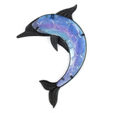 Ručně vyráběné zahradní zvíře z delfína na zeď s modrým malířským sklem pro zahradní dekorace Venkovní sochy a sochy