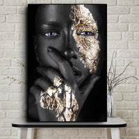 طباعة عالية الجودة قماش الفن الأفريقي الأسود والذهبي صور الحائط امرأة على Etsy
