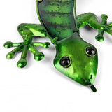 لوحة فنية جدارية مصنوعة يدويًا من سحلية معدنية مع لوحة زجاجية خضراء لتزيين وتماثيل الحيوانات في الهواء الطلق