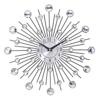 ساعة حائط معدنية معدنية كريستال أمة الشمس كبيرة ساعات موردن تصميم ديكور المنزل الفن الحجم 33 سم (مجاني