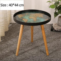 Mini Furniture Side Table Map Floral Painting Home Decoration European Style Living Room Furniture Household Ornament Craft