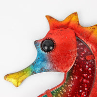 Ručně vyrobený domácí dekor Kovový červený mořský koník pro zahradní sochařské dekorace Venkovní miniaturní sochy a ozdoby Animales Jardin