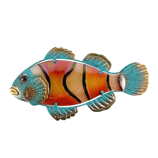 Handmade Metal Glass Fish Wall Artwork for Home and Garden Decoration Animal for Outdoor Garden Statues and Sculptures Miniatures