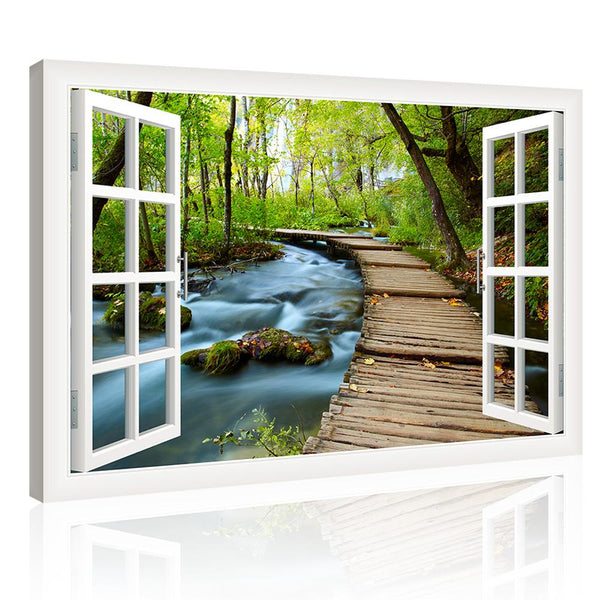 High Quality Canvas Print Landscape Wall Art Paintings Forest River Outside The Window Hd Giclee