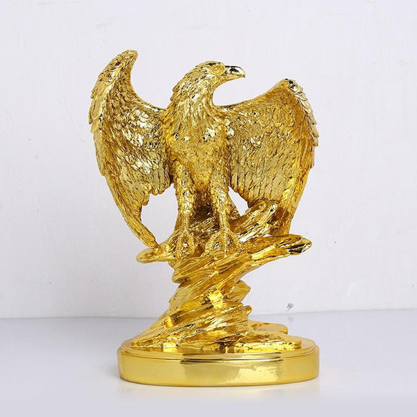 Gold Color Eagle Ornaments Spread Wings Eagle Trophy Figurines Crafts Home Office Decoration Resin Animal Miniature Model Gifts