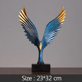 Aigle abstrait ailes déployées Figurines or et bleu salon Fengshui décoration Figurines résine artisanat bureau décor ornement