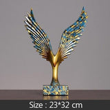 מופשט כנפי נשר זהב וכחול פסלונים סלון Fengshui צלמיות קישוט מלאכות שרף קישוט למשרד