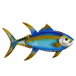 Handmade Home Metal Fish Wall Art for Garden Decoration Outdoor Animales Jardin with Colourfull Glass for Statues and Sculptures Yard