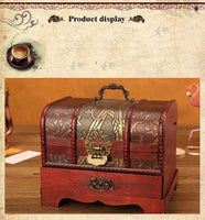 Klassisk antik träskattlåda prydnad smycken låda med lås låda hushåll retro smycken förvaringslådor heminredning