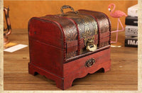 Klassisk antik træ skattekasse Ornament håndværk smykkeskrin med låseskuffe husstands retro smykker opbevaringsbokse indretning til hjemmet