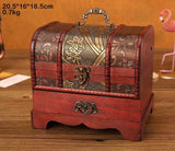Klassisk antik träskattlåda prydnad smycken låda med lås låda hushåll retro smycken förvaringslådor heminredning