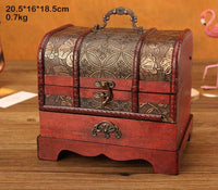 Klassisk antik træ skattekasse Ornament håndværk smykkeskrin med låseskuffe husstands retro smykker opbevaringsbokse indretning til hjemmet