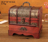 Classic Antique Wooden Treasure Box Ornament Craft Jewelry Box With Lock Drawer Household Retro Jewelry Storage Boxes Home Decor
