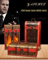 الكلاسيكية خشبية صندوق نبيذ مزدوج المحمولة صندوق نبيذ قديم الرجعية هدية النبيذ صندوق تخزين زجاجة مقبض بار اكسسوارات