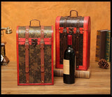 Klasický drevený dvojitý vínny box Prenosný archaistický vínny box Retro darčekový úložný box na víno Fľaša na držadlo