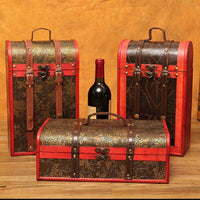 Classical Wooden Double Wine Box Portable archaistic Wine Box Retro Gift Wine Storage Box Bottle Handle Bar Accessories