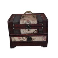 صندوق تخزين تقليدي عتيق مصنوعات خشبية حنين إلى المنزل لتزيين المنزل تماثيل الحرف اليدوية التماثيل صندوق تخزين المجوهرات