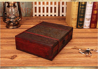 Caja de almacenamiento de joyería de madera retro Caja de madera de almacenamiento antigua Caja de identificación con adornos de cerradura Cajas de cosméticos Decoración del hogar Regalo artesanal