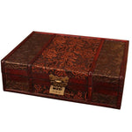 Ретро дървена кутия за съхранение на бижута Антична дървена кутия за съхранение ID кутия с брави Орнаменти Козметични кутии Домакински декор занаят