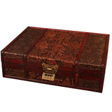 Retro drewniane pudełko do przechowywania biżuterii antyczne przechowywanie drewniane pudełko pudełko na identyfikator z zamkiem ozdoby pudełka na kosmetyki wystrój domu rzemiosło prezent