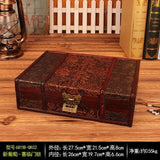 Retro trä smycken förvaringslåda Antik förvaring trälåda ID låda med lås ornament Kosmetiska lådor hushålls dekor hantverk present
