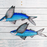 Handmade Metal Glass Fish Wall for Home Garden Decoration Outdoor Miniature Sculpture Animal Jardin Decoration Statues for Wall Moldings